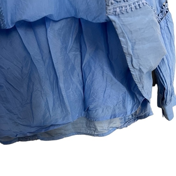 Soft Surroundings 1X Periwinkle Trianon Flowy Peasant Blouse Y6 - Picture 5 of 8